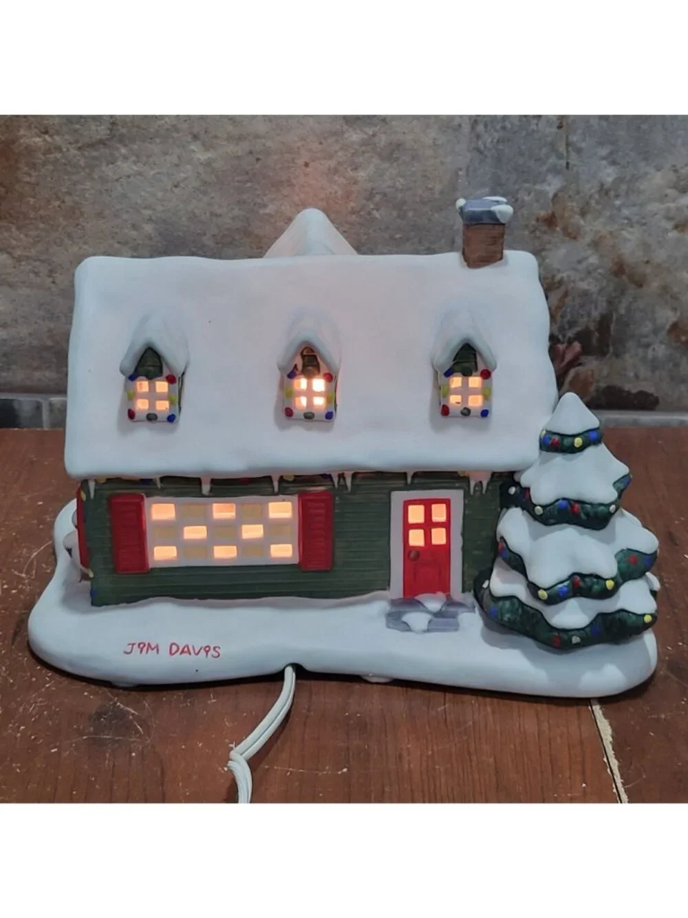 Vintage Danbury Mint Garfield Christmas Village Light Up House Odie Snowman Jim